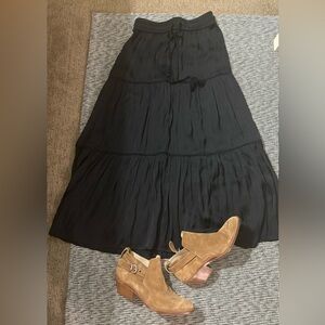 Joie Black Satin Peasant Skirt